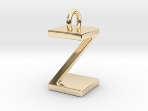 Two way letter pendant - ZZ Z in 14k Gold Plated Brass