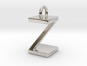 Two way letter pendant - ZZ Z in Rhodium Plated Brass
