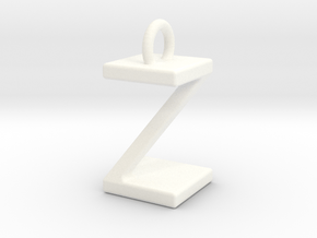 Two way letter pendant - ZZ Z in White Processed Versatile Plastic