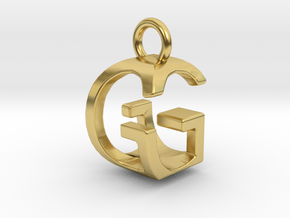 Two way letter pendant - GG G in Polished Brass