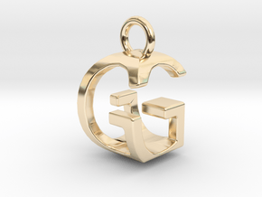 Two way letter pendant - GG G in 14k Gold Plated Brass