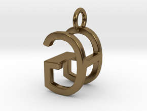 Two way letter pendant - GH HG in Polished Bronze