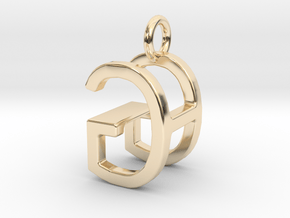 Two way letter pendant - GH HG in 14k Gold Plated Brass