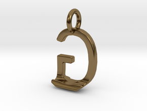 Two way letter pendant - GJ JG in Polished Bronze