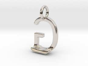 Two way letter pendant - GJ JG in Rhodium Plated Brass