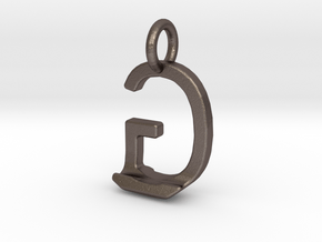 Two way letter pendant - GJ JG in Polished Bronzed Silver Steel
