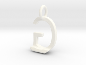 Two way letter pendant - GJ JG in White Processed Versatile Plastic