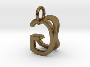 Two way letter pendant - GK KG in Polished Bronze