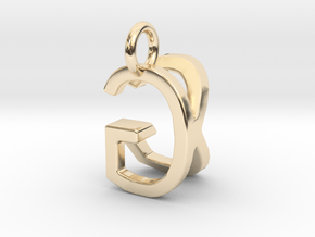Two way letter pendant - GK KG in 14k Gold Plated Brass