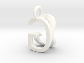 Two way letter pendant - GK KG in White Processed Versatile Plastic