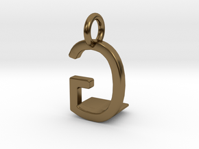Two way letter pendant - GL LG in Polished Bronze