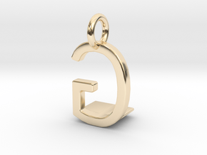 Two way letter pendant - GL LG in 14k Gold Plated Brass