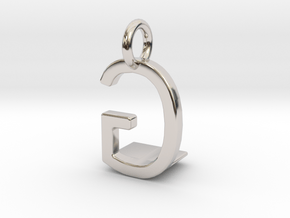 Two way letter pendant - GL LG in Rhodium Plated Brass