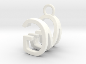 Two way letter pendant - GM MG in White Processed Versatile Plastic