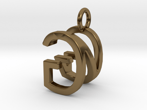 Two way letter pendant - GN NG in Polished Bronze