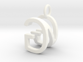 Two way letter pendant - GN NG in White Processed Versatile Plastic