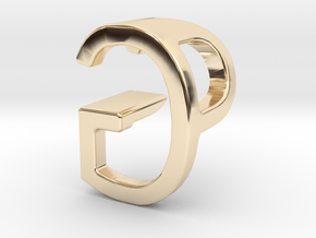 Two way letter pendant - GP PG in 14k Gold Plated Brass