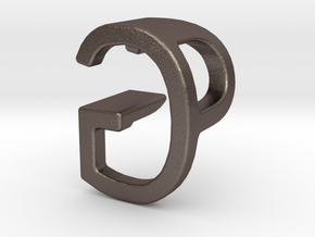 Two way letter pendant - GP PG in Polished Bronzed Silver Steel