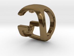 Two way letter pendant - GQ QG in Polished Bronze