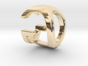 Two way letter pendant - GQ QG in 14k Gold Plated Brass