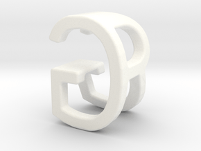 Two way letter pendant - GR RG in White Processed Versatile Plastic