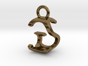 Two way letter pendant - GS SG in Polished Bronze