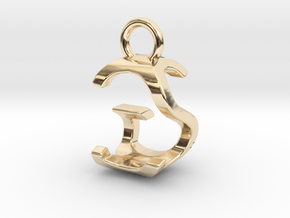 Two way letter pendant - GS SG in 14k Gold Plated Brass