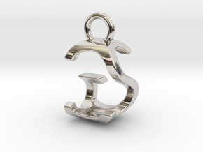Two way letter pendant - GS SG in Rhodium Plated Brass