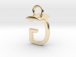 Two way letter pendant - GT TG in 14k Gold Plated Brass