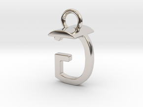 Two way letter pendant - GT TG in Rhodium Plated Brass