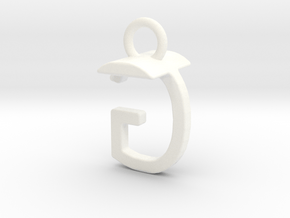 Two way letter pendant - GT TG in White Processed Versatile Plastic
