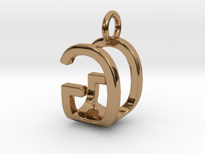 Two way letter pendant - GU UG in Polished Brass