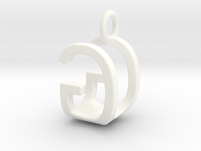 Two way letter pendant - GU UG in White Processed Versatile Plastic