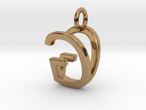 Two way letter pendant - GV VG in Polished Brass