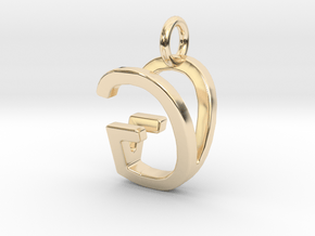 Two way letter pendant - GV VG in 14k Gold Plated Brass
