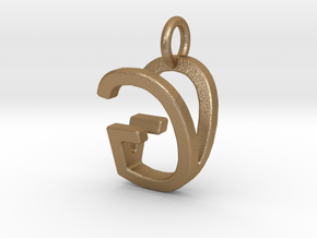 Two way letter pendant - GV VG in Polished Bronze Steel
