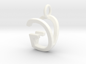 Two way letter pendant - GV VG in White Processed Versatile Plastic