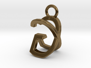 Two way letter pendant - GX XG in Polished Bronze