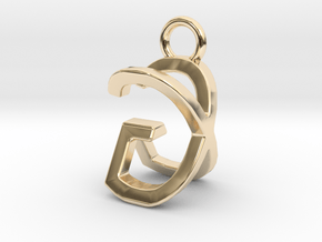 Two way letter pendant - GX XG in 14k Gold Plated Brass