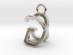 Two way letter pendant - GX XG in Rhodium Plated Brass