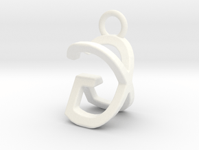 Two way letter pendant - GX XG in White Processed Versatile Plastic
