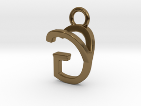 Two way letter pendant - GY YG in Polished Bronze