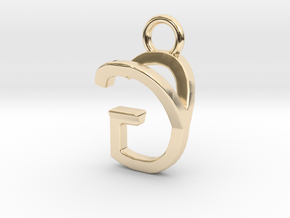 Two way letter pendant - GY YG in 14k Gold Plated Brass
