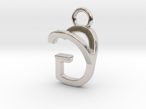 Two way letter pendant - GY YG in Rhodium Plated Brass