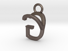 Two way letter pendant - GY YG in Polished Bronzed Silver Steel