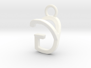 Two way letter pendant - GY YG in White Processed Versatile Plastic
