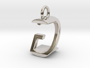 Two way letter pendant - GZ ZG in Rhodium Plated Brass