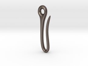 Fish hook key chain in Polished Bronzed Silver Steel