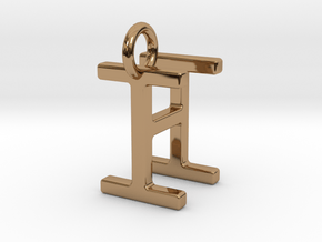 Two way letter pendant - HI IH in Polished Brass