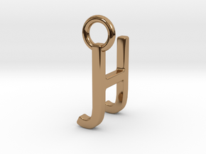 Two way letter pendant - HJ JH in Polished Brass